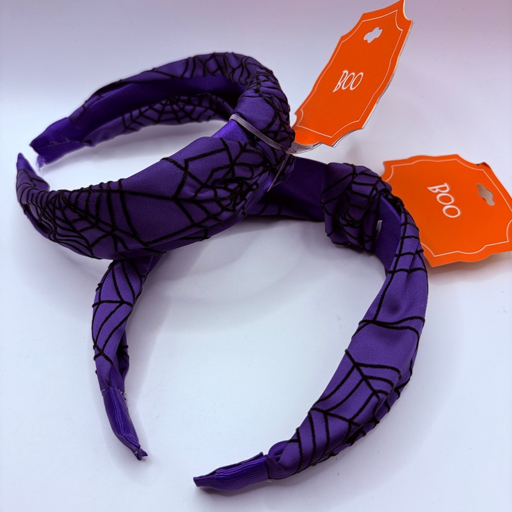 Target Boo Purple Spiderweb Knot Headband Lot of 2 Womens Halloween Costume New